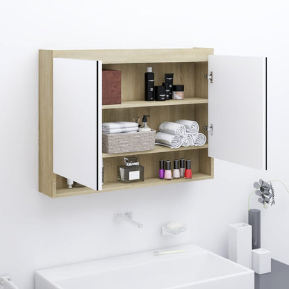 vidaXL Armoire de toilette 80x15x60 cm MDF Blanc et Aspect Chêne