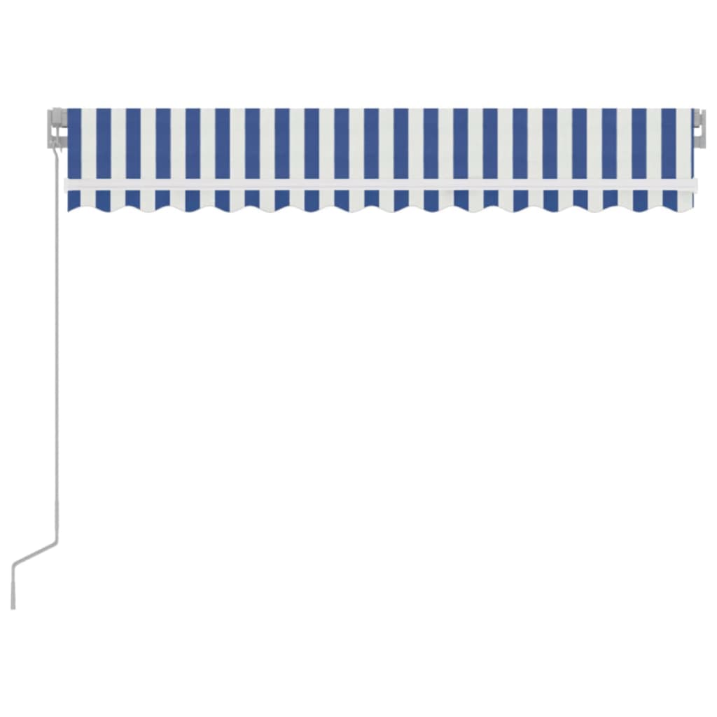 vidaXL Markise Manuell Einziehbar mit LED 350x250 cm Blau und Weiß