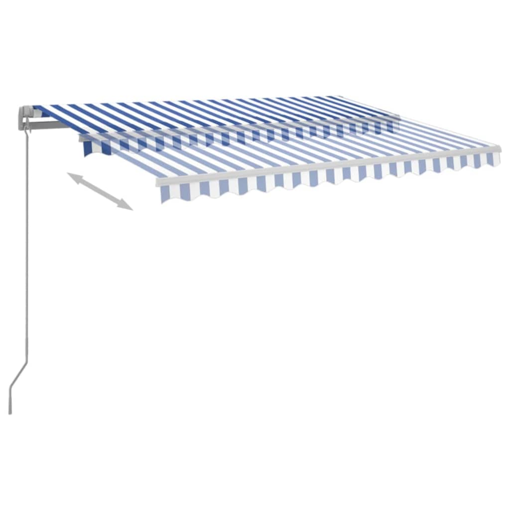 vidaXL Markise Manuell Einziehbar mit LED 350x250 cm Blau und Weiß