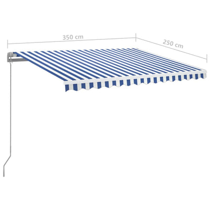 vidaXL Markise Manuell Einziehbar mit LED 350x250 cm Blau und Weiß