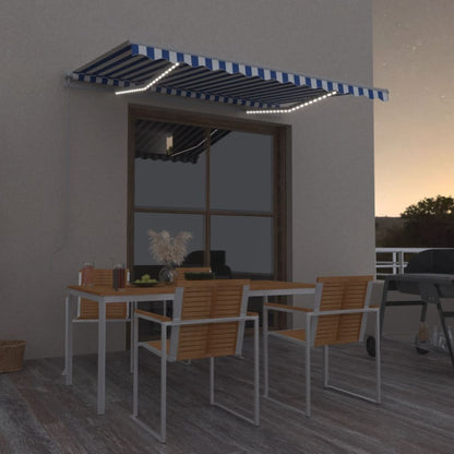 vidaXL Markise Manuell Einziehbar mit LED 350x250 cm Blau und Weiß