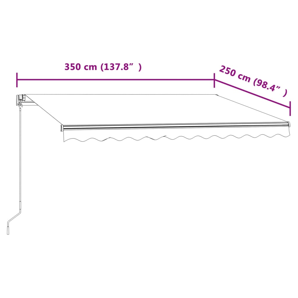 vidaXL Markise Automatisch Einziehbar 350x250 cm Blau und Weiß
