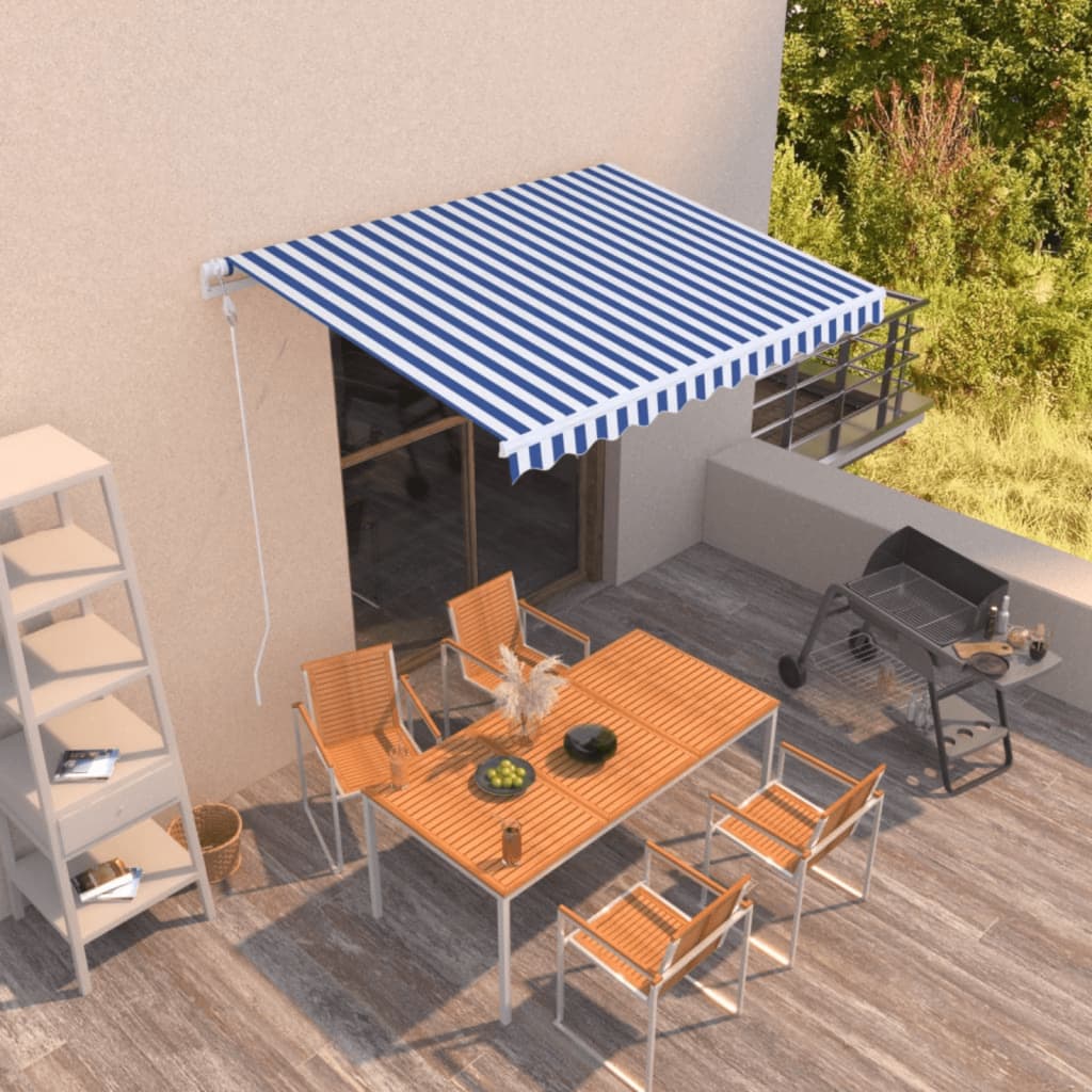 vidaXL Markise Automatisch Einziehbar 350x250 cm Blau und Weiß