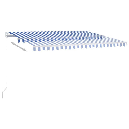 vidaXL Markise Manuell Einziehbar mit LED 450x300 cm Blau und Weiß
