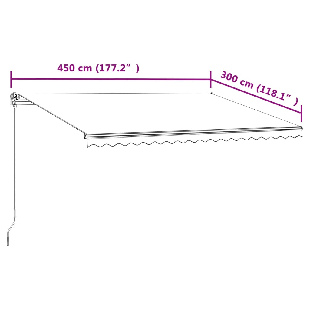 vidaXL Markise Automatisch Einziehbar 450x300 cm Anthrazit