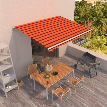 vidaXL Store banne manuel 400x350 cm orange et marron