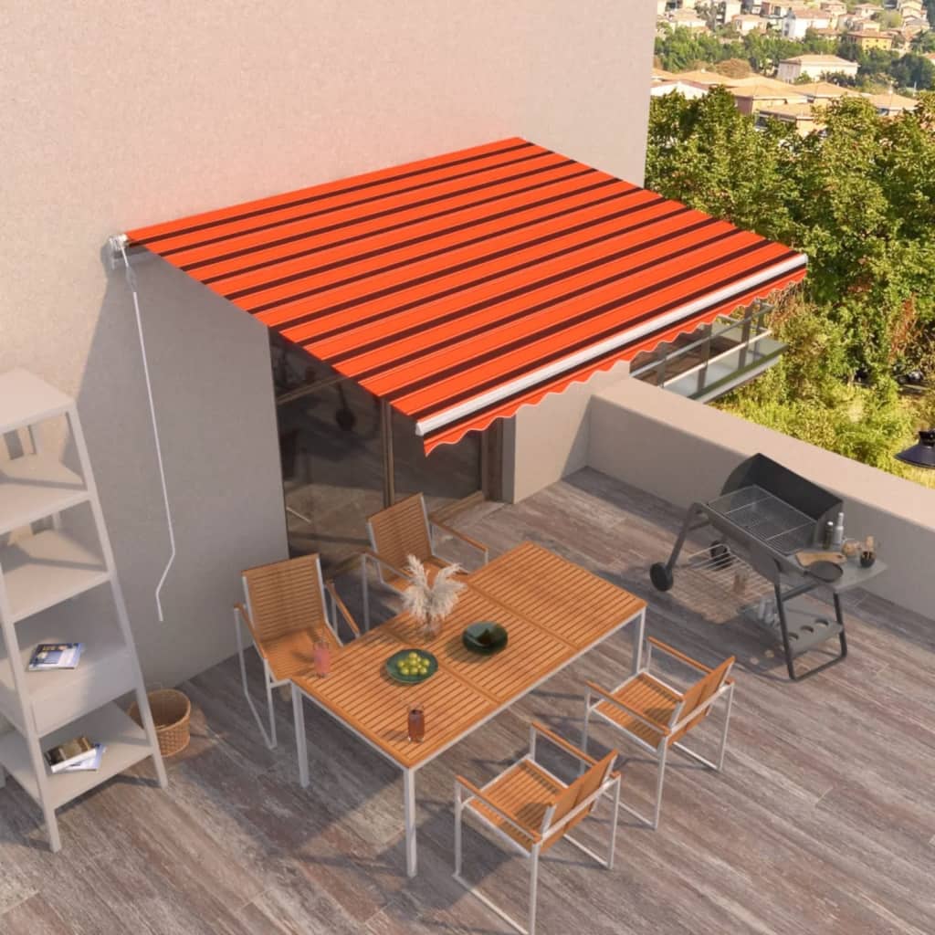 Store banne manuel rétractable vidaXL 450x350 cm Orange et Marron
