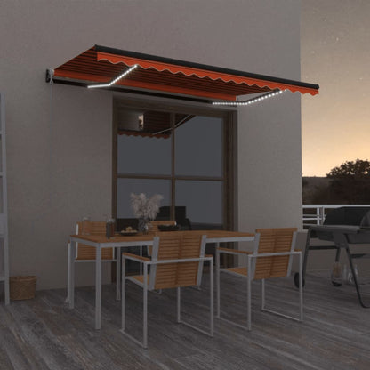 vidaXL Store banne automatique avec LED et capteur de vent 450x350 Orange/Marron