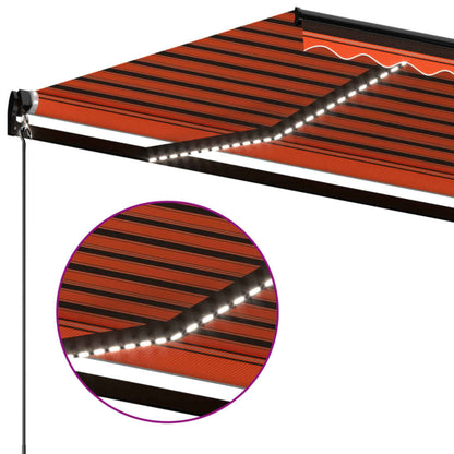 vidaXL Markise Manuell Einziehbar mit LED 600x350 cm Orange & Braun