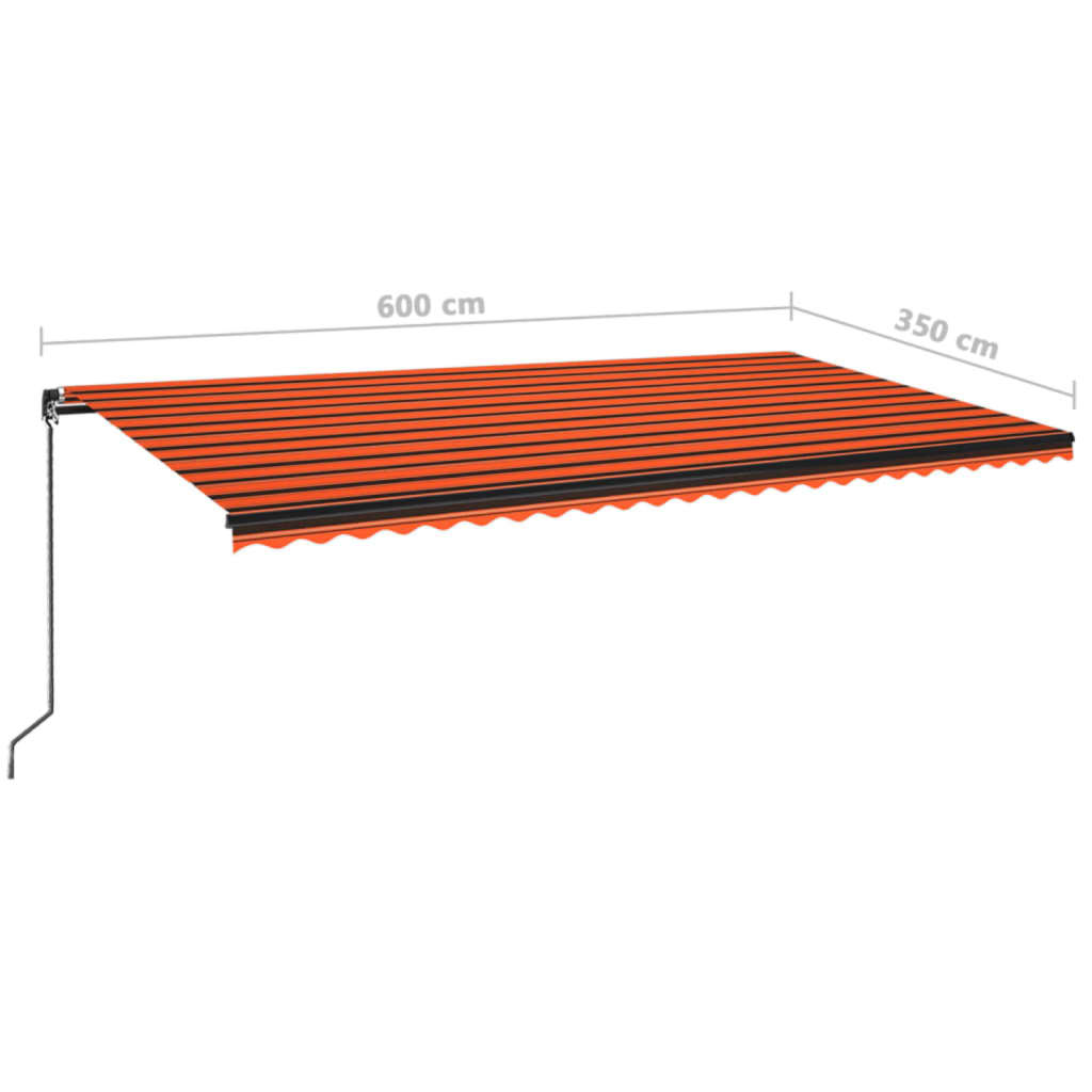 vidaXL Markise Manuell Einziehbar mit LED 600x350 cm Orange & Braun