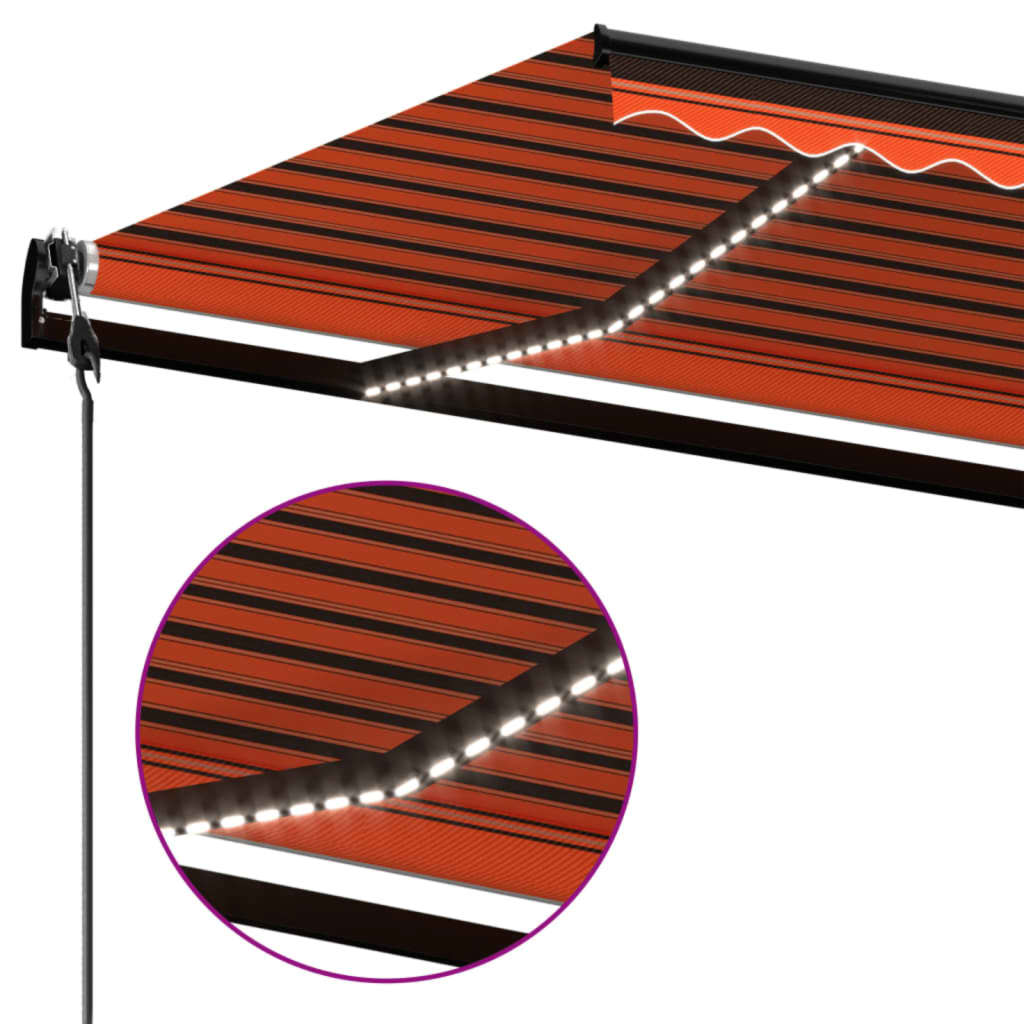 vidaXL Automatische Markise mit LED & Windsensor 600x350 Orange/Braun