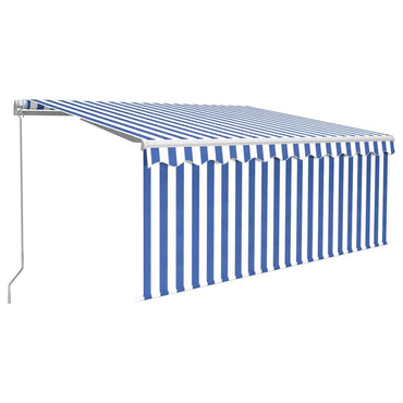 vidaXL Markise Manuell Einziehbar mit Rollo 3x2,5 m Blau und Weiß