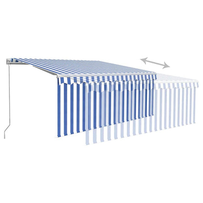 vidaXL Markise Manuell Einziehbar mit Rollo 3x2,5 m Blau und Weiß