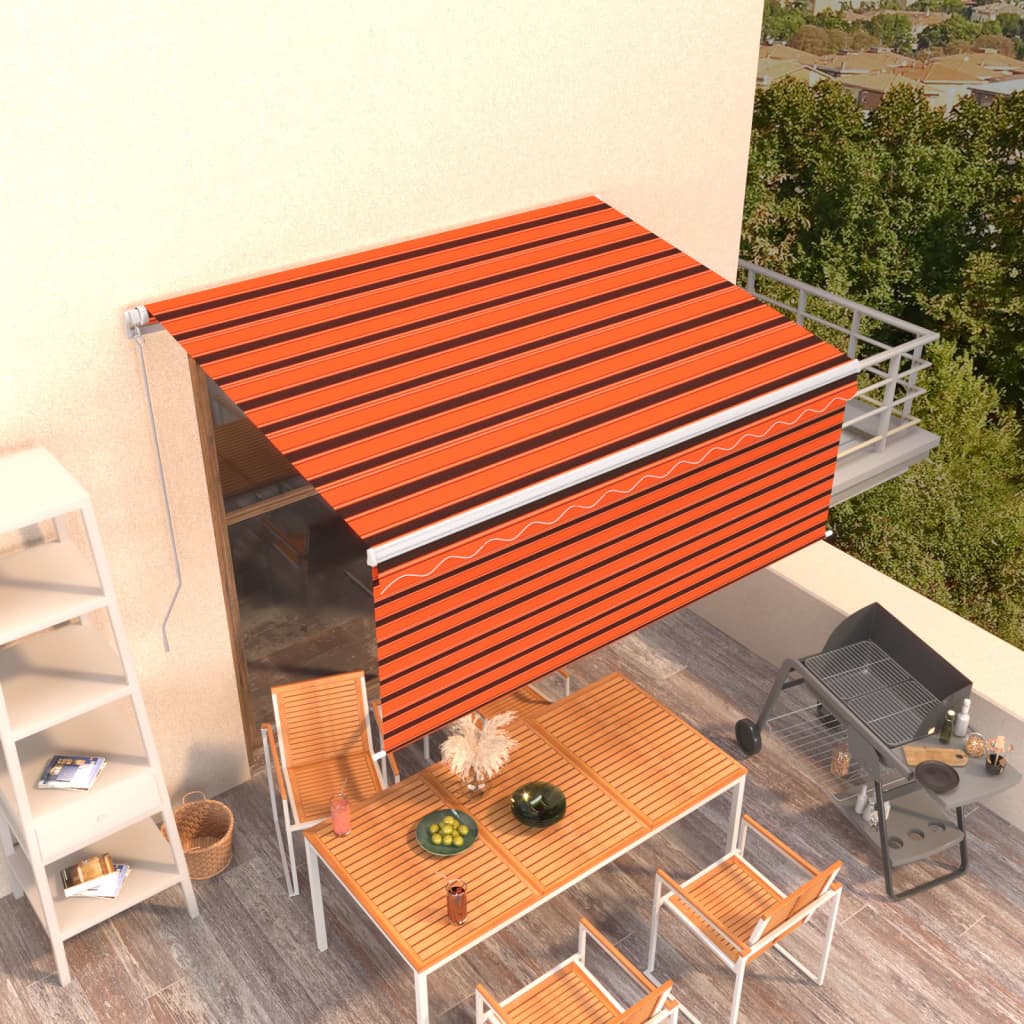 vidaXL Store banne manuel enroulable avec store 3x2,5 m Orange Marron