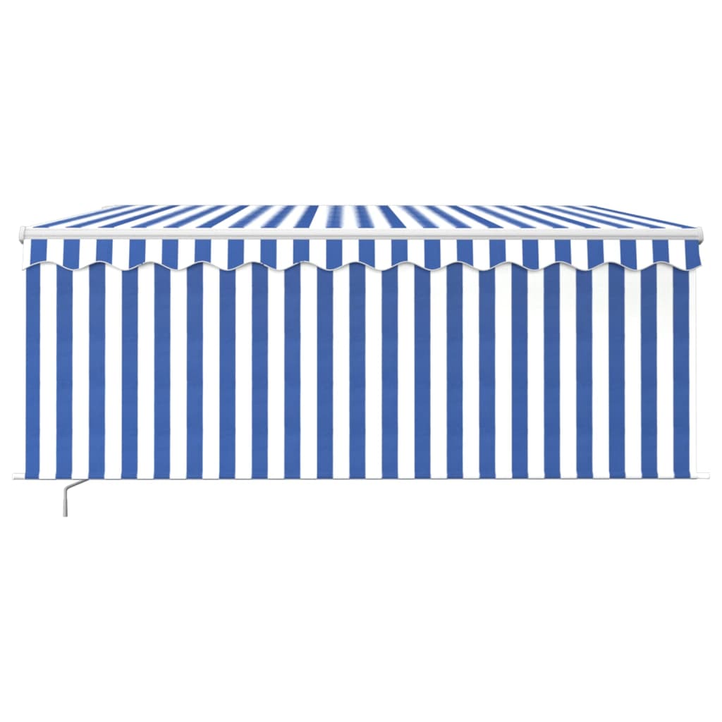 vidaXL Auvent Rétractable Manuellement avec Store et LED 3x2,5m Bleu et Blanc