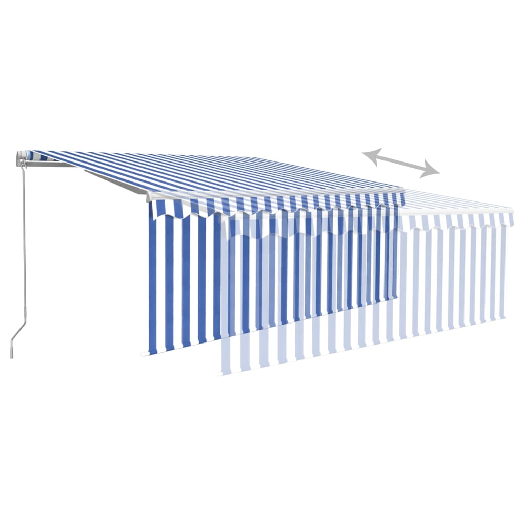 vidaXL Auvent Rétractable Manuellement avec Store et LED 3x2,5m Bleu et Blanc