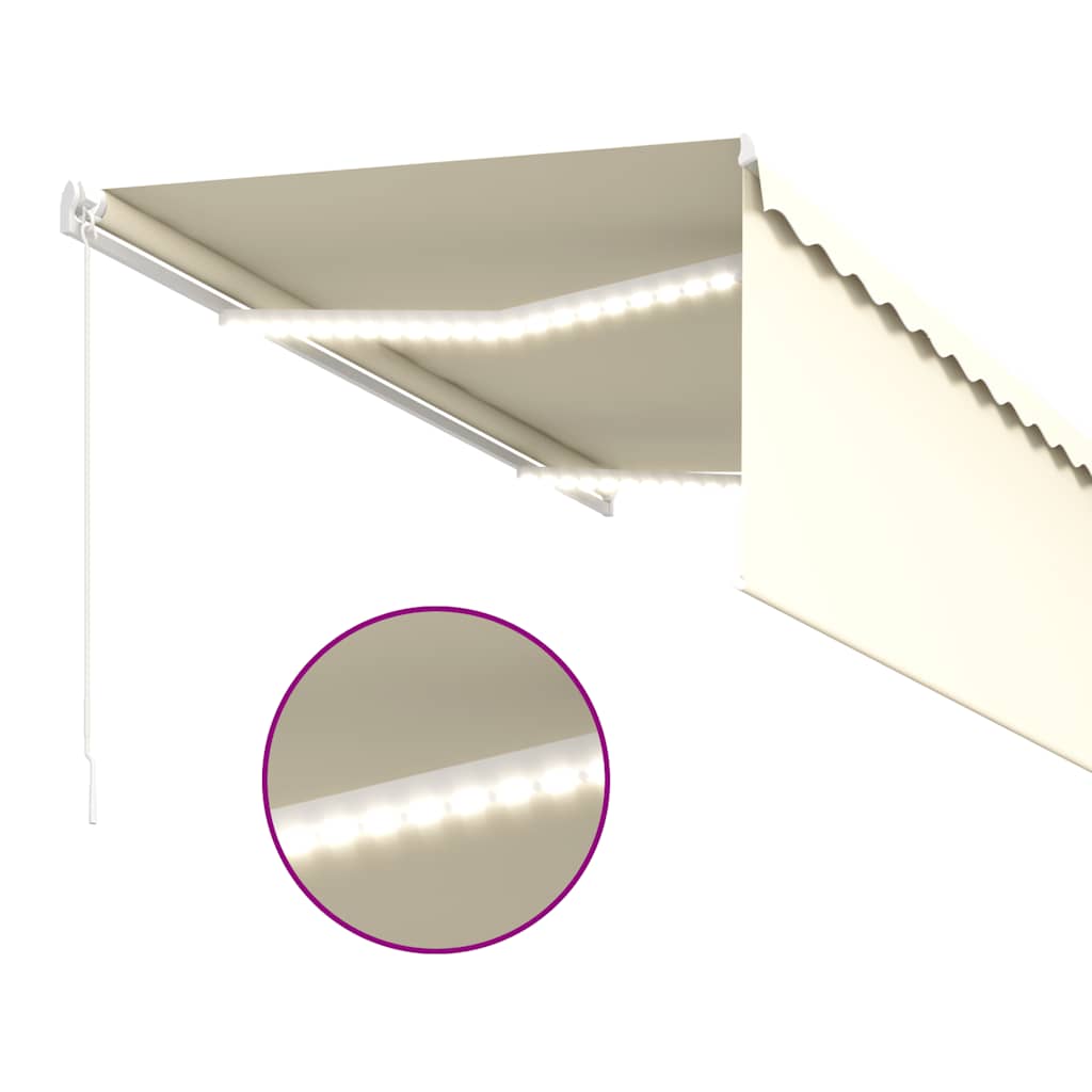 vidaXL Auvent manuel rétractable avec store & LED 3x2,5 m Crème
