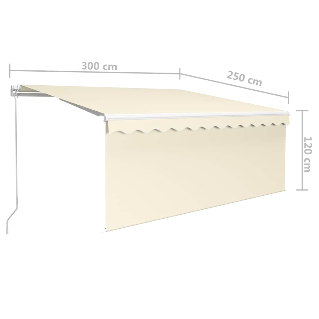 vidaXL Auvent manuel rétractable avec store & LED 3x2,5 m Crème
