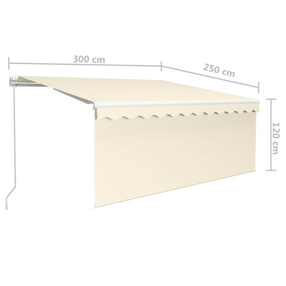 vidaXL Auvent manuel rétractable avec store & LED 3x2,5 m Crème