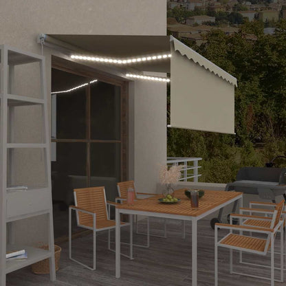 vidaXL Auvent manuel rétractable avec store & LED 3x2,5 m Crème