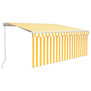 vidaXL Auvent manuel rétractable avec store enrouleur et LED 3x2,5 m Jaune et Blanc