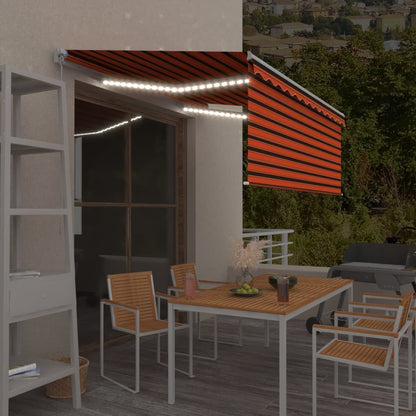 vidaXL Auvent manuel rétractable avec store & LED 3x2,5 m Orange Marron