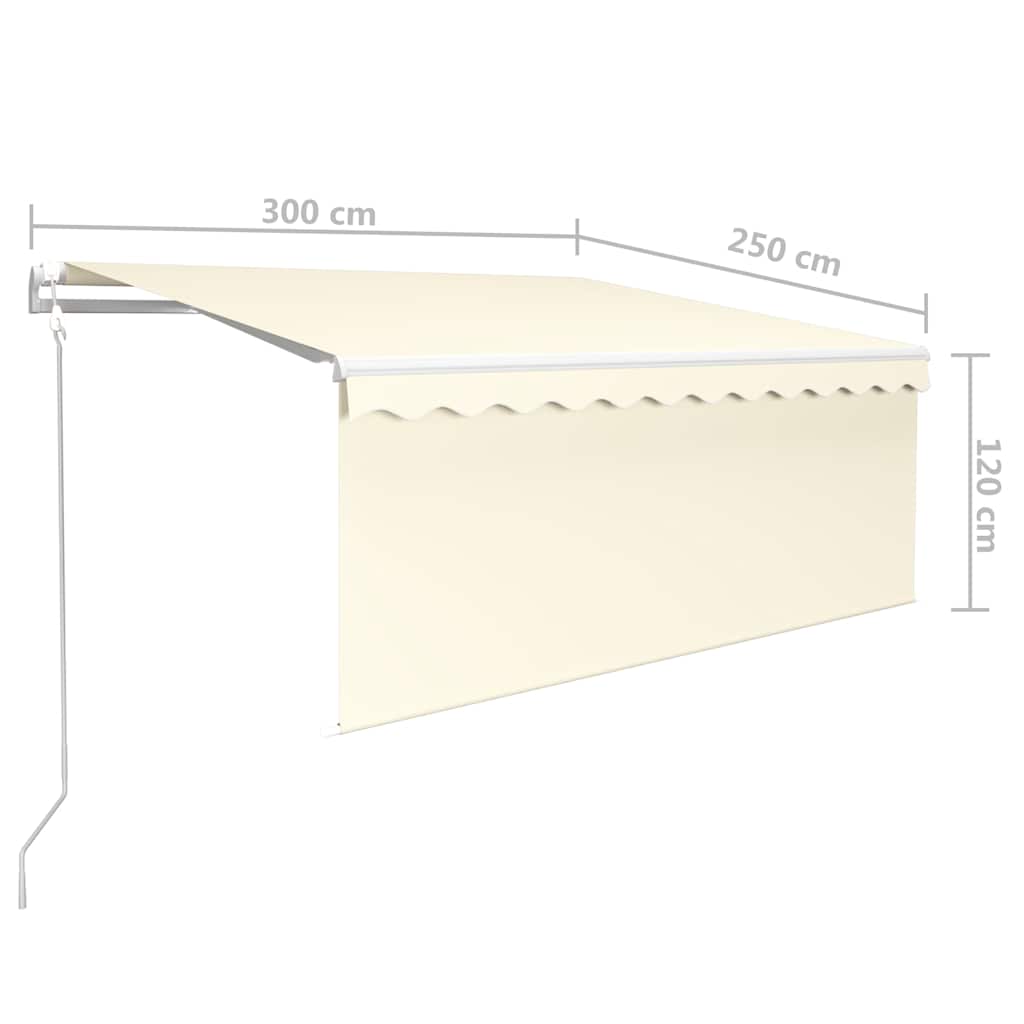 vidaXL Markise Automatisch Einziehbar mit Volant 3x2,5 m Creme