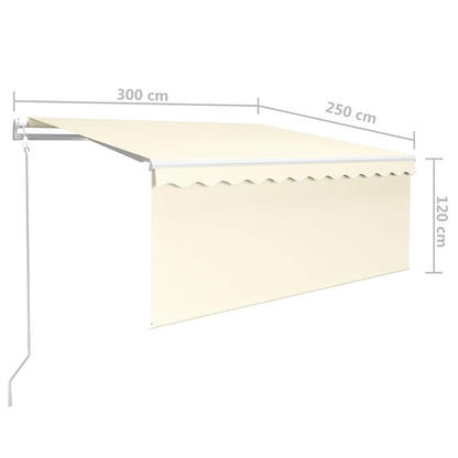 vidaXL Markise Automatisch Einziehbar mit Volant 3x2,5 m Creme