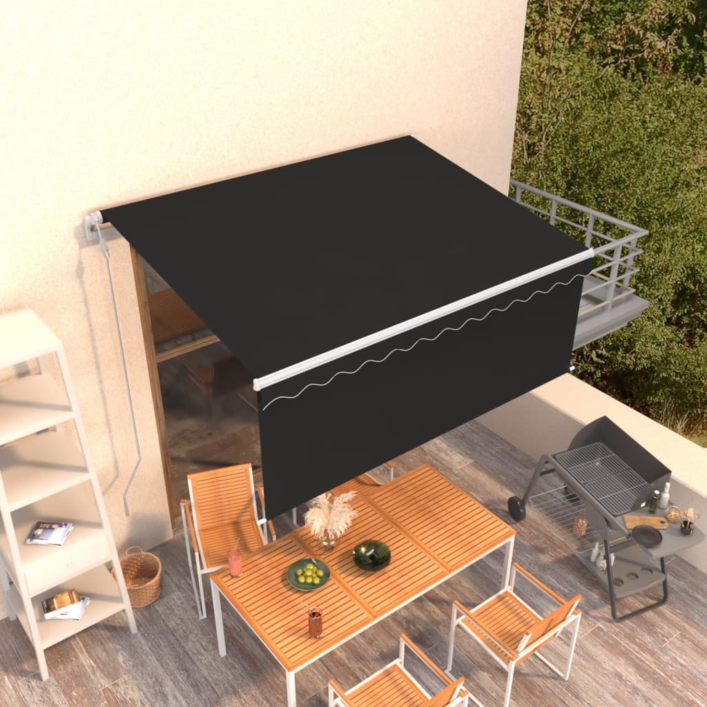 vidaXL Markise Automatisch Einziehbar mit Volant 3x2,5 m Anthrazit