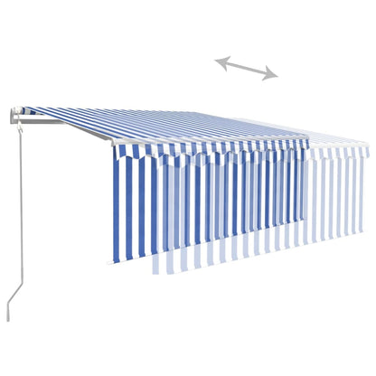 vidaXL Store banne motorisé avec store enrouleur LED et capteur de vent 3x2,5 m bleu et blanc