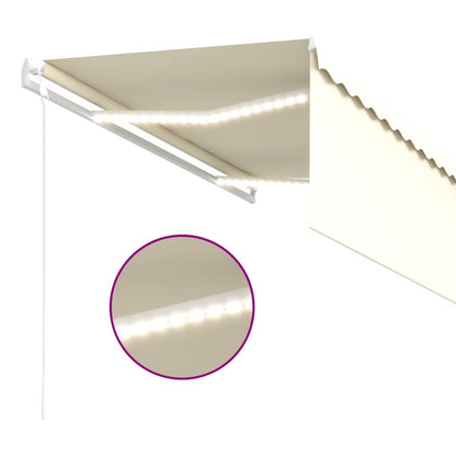 vidaXL Store banne automatique avec store latéral, LED et capteur de vent 3x2,5 m Crème