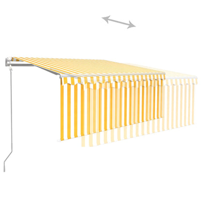 vidaXL Store banne automatique avec lambrequin et LED, capteur de vent 3x2,5 m jaune et blanc