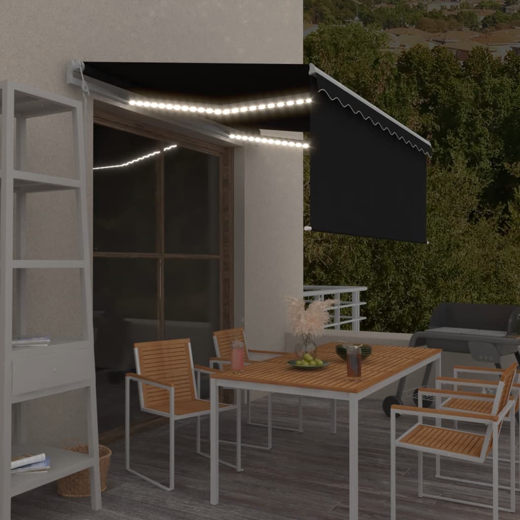 vidaXL Markise Automatisch mit Rollo LED Windsensor 3x2,5 m Anthrazit