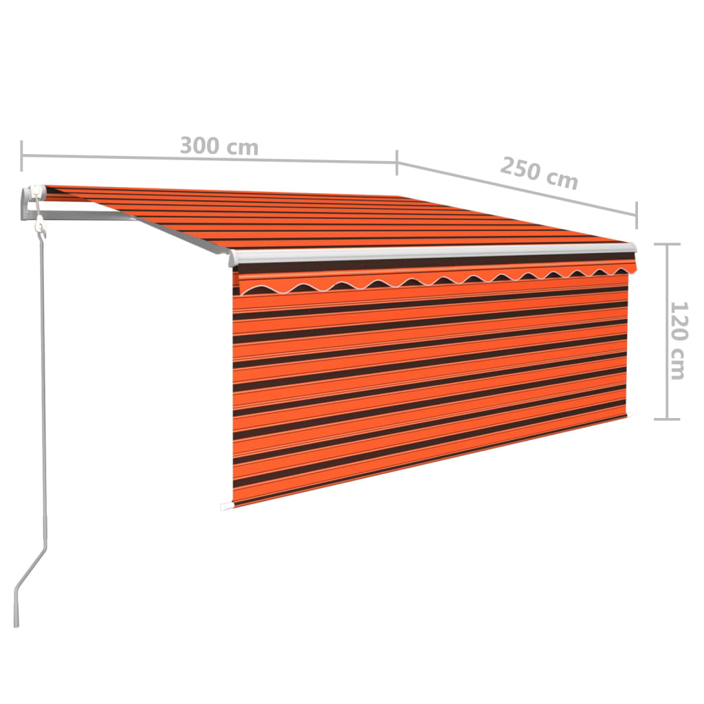 vidaXL Auvent automatique avec store LED et capteur de vent 3x2,5 m