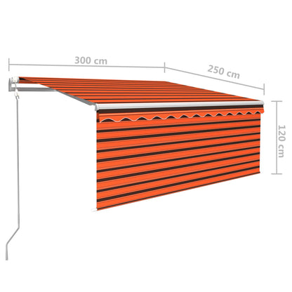 vidaXL Auvent automatique avec store LED et capteur de vent 3x2,5 m