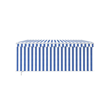 vidaXL Store Banne Manuel Rétractable avec Rouleau 3,5x2,5 m Bleu et Blanc