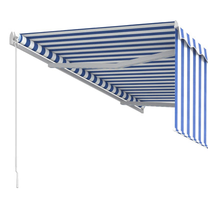 vidaXL Store Banne Manuel Rétractable avec Rouleau 3,5x2,5 m Bleu et Blanc