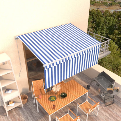 vidaXL Store Banne Manuel Rétractable avec Rouleau 3,5x2,5 m Bleu et Blanc