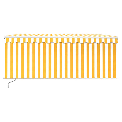 vidaXL Auvent manuel rétractable avec store 3,5x2,5 m Jaune et blanc