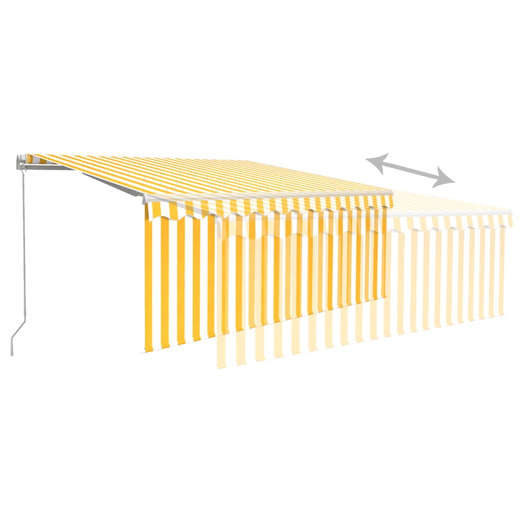 vidaXL Auvent manuel rétractable avec store 3,5x2,5 m Jaune et blanc
