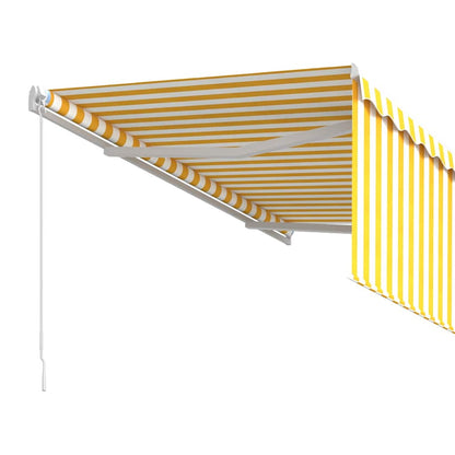 vidaXL Auvent manuel rétractable avec store 3,5x2,5 m Jaune et blanc