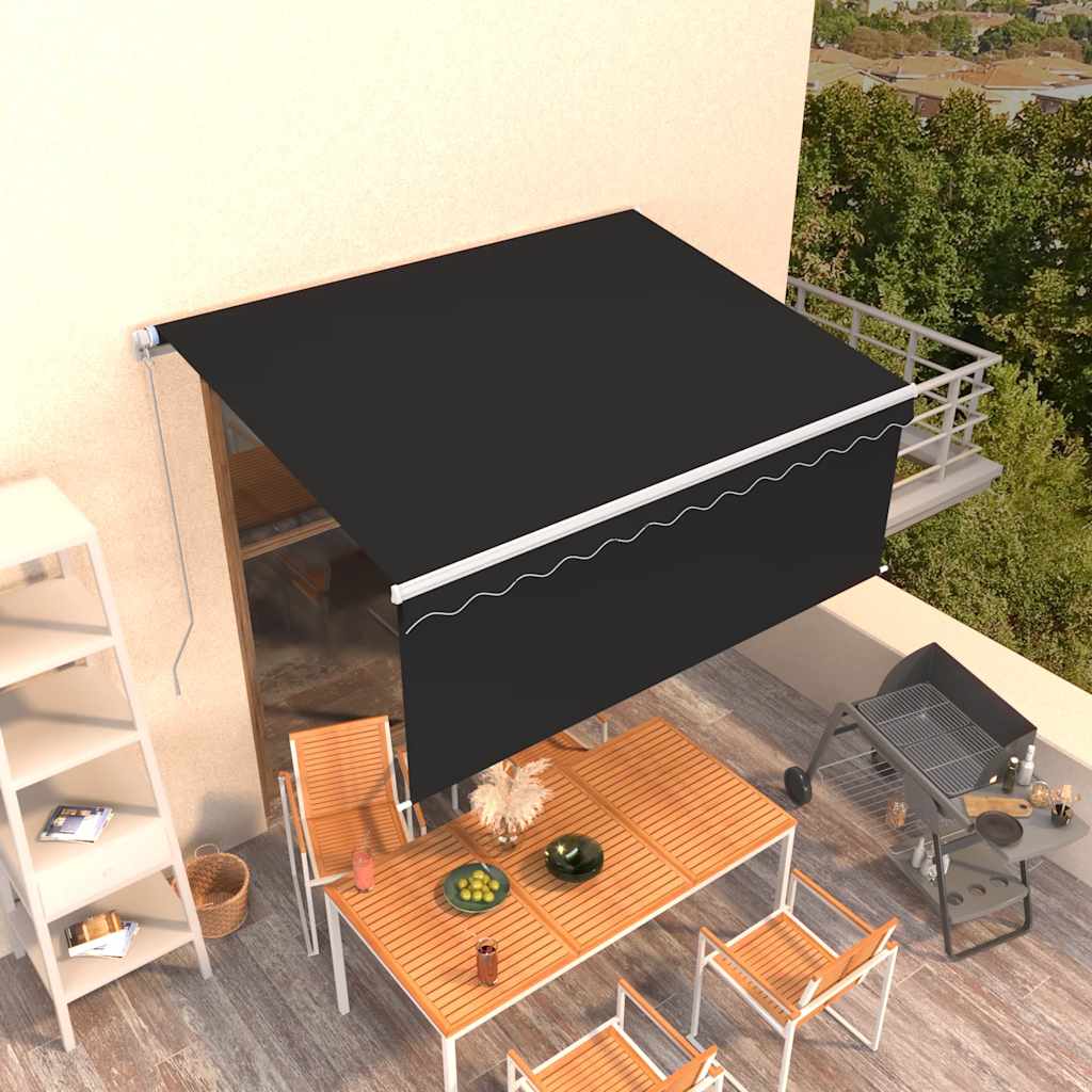 vidaXL Store banne manuel enroulable avec auvent 3,5x2,5 m Anthracite