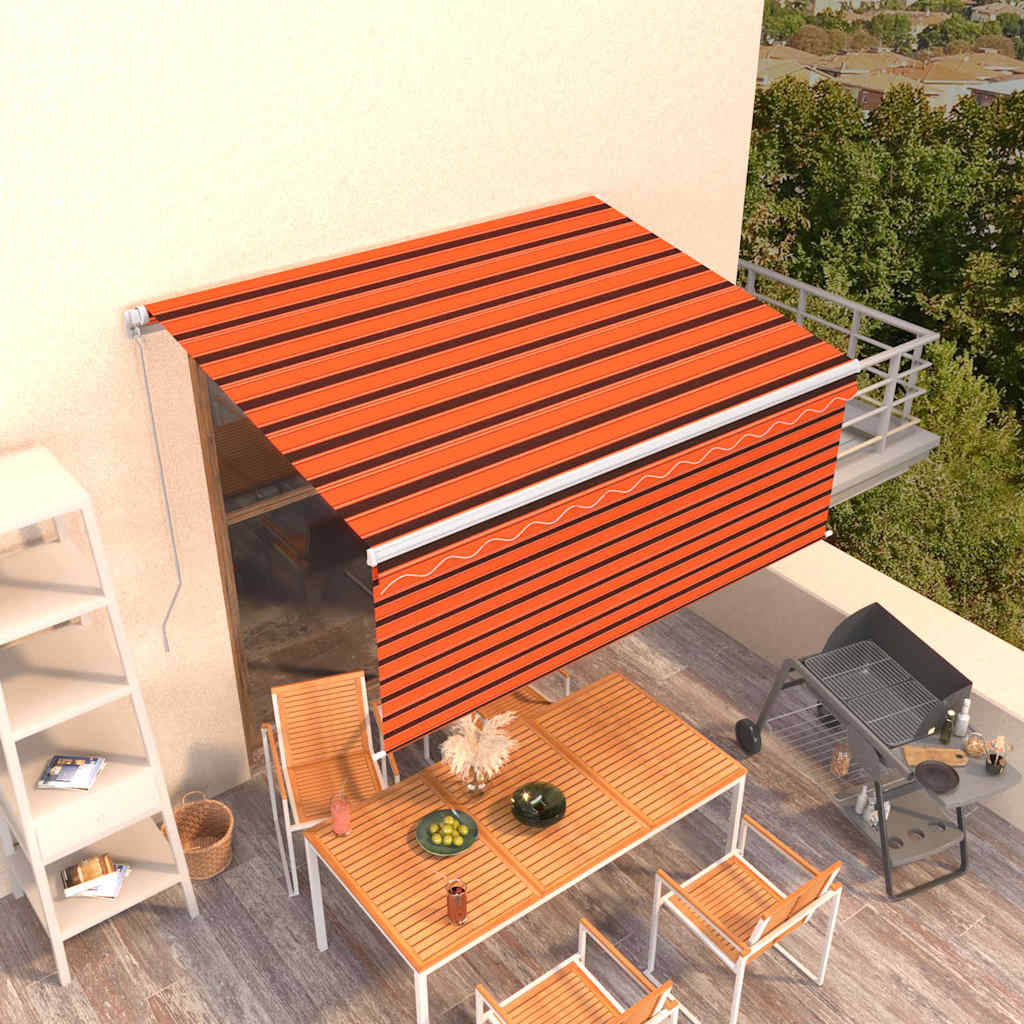 vidaXL Store banne manuel enroulable 3,5x2,5 m Orange Marron