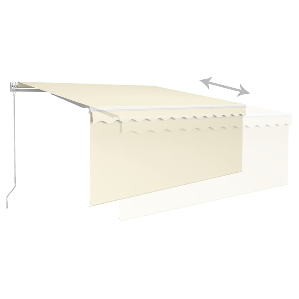 vidaXL Auvent manuel rétractable avec store enrouleur et LED 3,5x2,5 m Crème