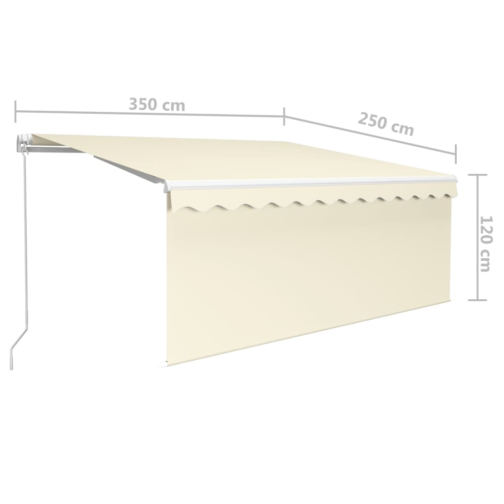 vidaXL Auvent manuel rétractable avec store enrouleur et LED 3,5x2,5 m Crème