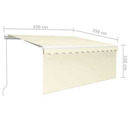 vidaXL Auvent manuel rétractable avec store enrouleur et LED 3,5x2,5 m Crème