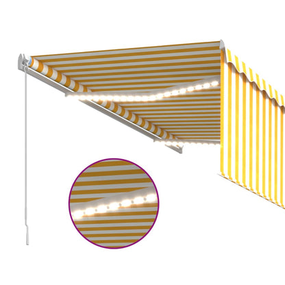 vidaXL Store banne manuel enroulable avec auvent et LED 3,5 x 2,5 m Jaune et blanc