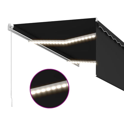 vidaXL Store manuel rétractable avec rideau LED 3,5x2,5m anthracite