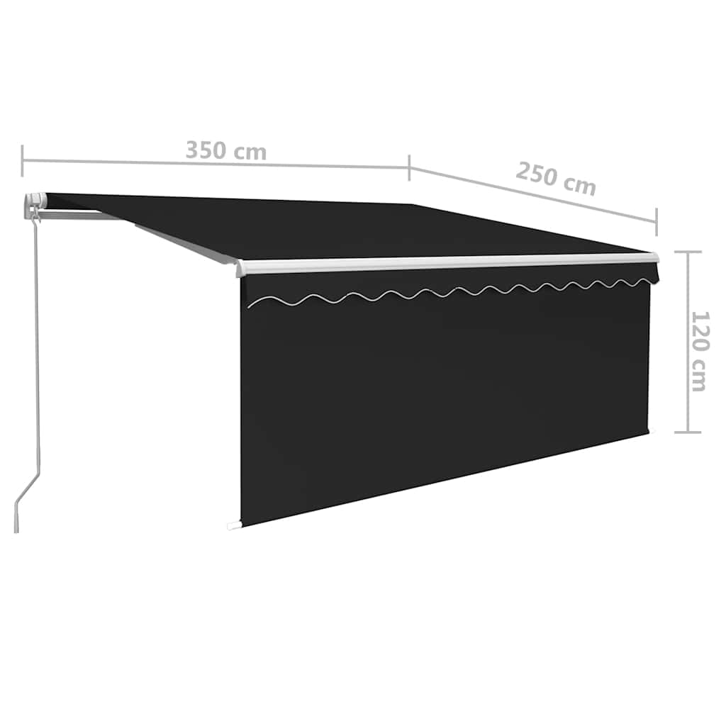 vidaXL Store manuel rétractable avec rideau LED 3,5x2,5m anthracite