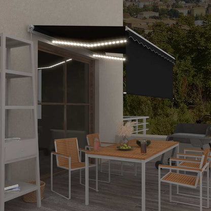 vidaXL Store manuel rétractable avec rideau LED 3,5x2,5m anthracite